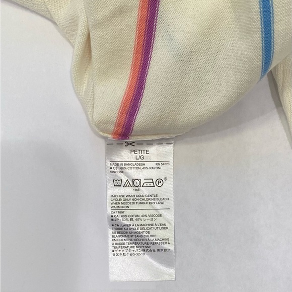 Banana Republic Womens Sweater Petite Large Crewneck Striped Lightweight - Picture 4 of 4